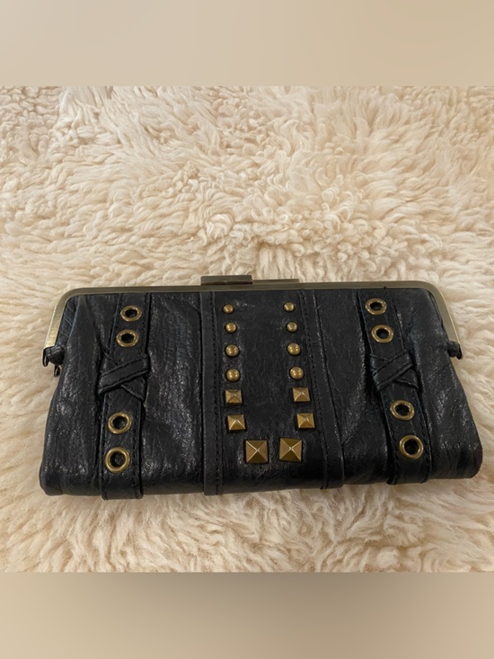 Handbags - Betsey Johnson Black Studded Clutch Wallet